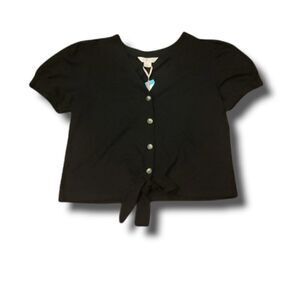 Stitch Fix | Mauvette Womens Tilly Tie‎ Front Black Knit Top Size XL New
